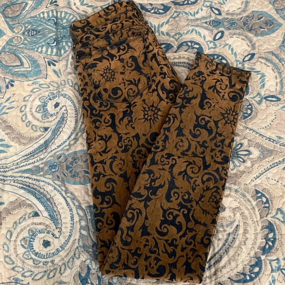 J Brand Mod Rose Skinny Jean Gold Brocade